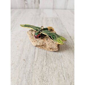 Metal dragonfly rock insect decor ornament Xmas tree